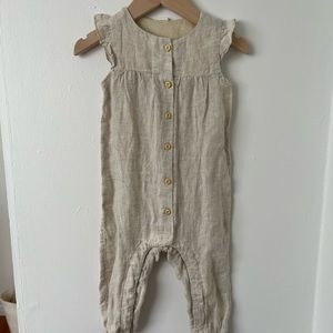 H&M Baby Light Beige Linen Blend Romper 9-12M